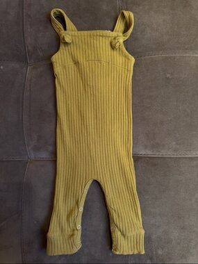 kate quinn Ribbed Knotted-Strap Romper in Mustard